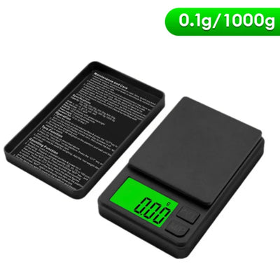 Precision Pocket Scale 1000g X 0.1g - Digital Gram, Food, Jewelry, Ounces/Grains Scale with Backlit LCD - Mini Scale for Travel - Smarsty