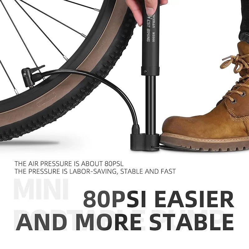 WEST BIKING MTB Bicycle Pump 80 PSI Bike Manual Air Pump Balloon Tire Inflator Schrader Valve Floor Pump Cycling Accesories - Smarsty