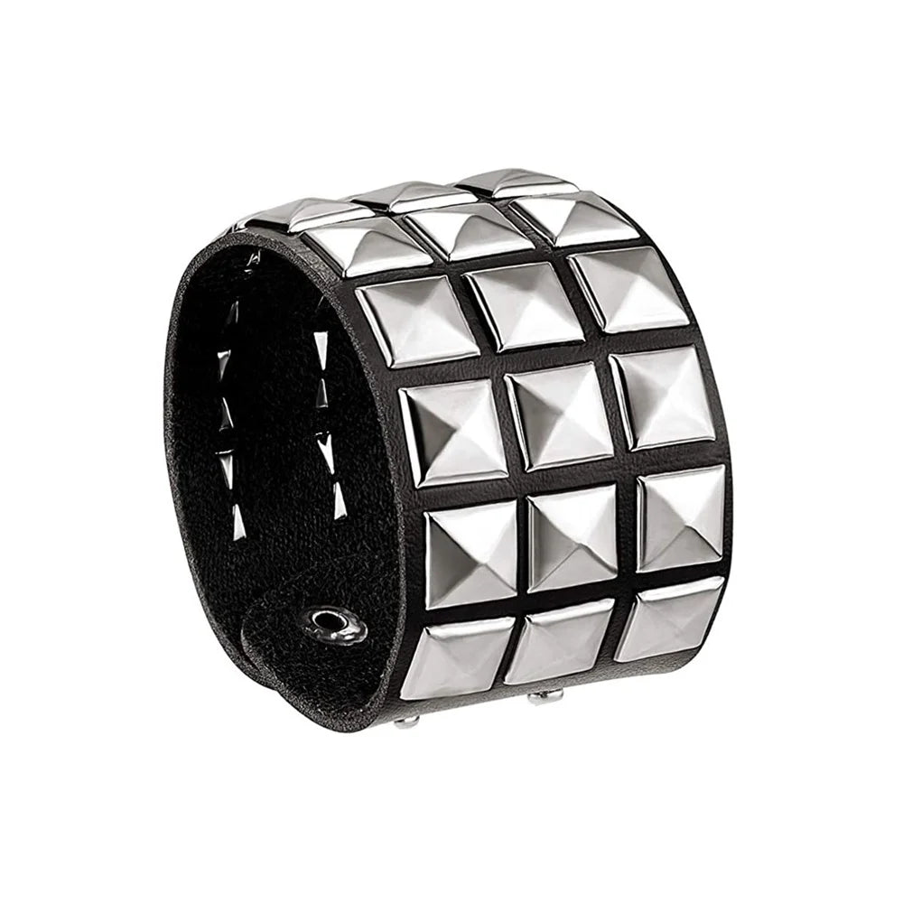Unisex PU Leather Punk Bracelet With Spikes And Skull - Smarsty