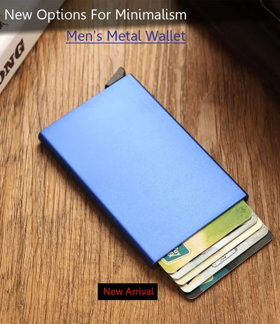 Anti Rfid Blocking Smart Wallet for Men Women ID Bank Credit Card Holder Metal Thin Slim Women Wallets Pop Up Minimalist Purse - Smarsty