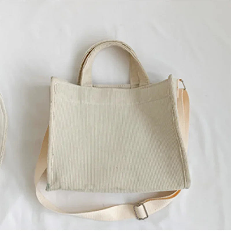 Corduroy Women Handbag Large Capacity Shoulder Bag - Smarsty