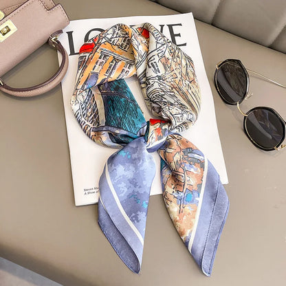 Silk Square Scarf for Women Sun Protection Luxury Shawl - Smarsty