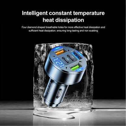 250W 5 Ports Car Charger Fast Charging PD QC3.0 USB C Car Phone Charger Adapter With Voltage For iPhone Samsung Huawei Xiaomi - Smarsty