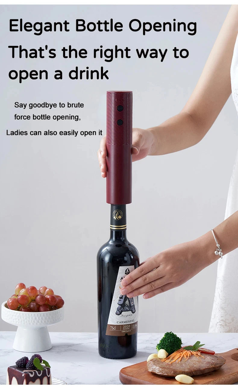 Electric Wine Bottle Opener Automatic Red Wine Corkscrew Rechargeable Wine Opener One-click Button Wine Tools Kitchen Products - Smarsty