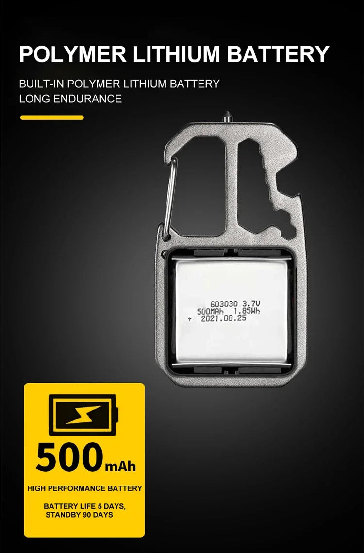 COB Keychain Work Light with Battery Display 8Mode Rechargeable High Lumens Portable LED Light for Camping Hiking Running by Smarsty