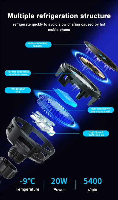 Ice Cooling Magnetic Wireless Car Charger Stand For iPhone - Smarsty