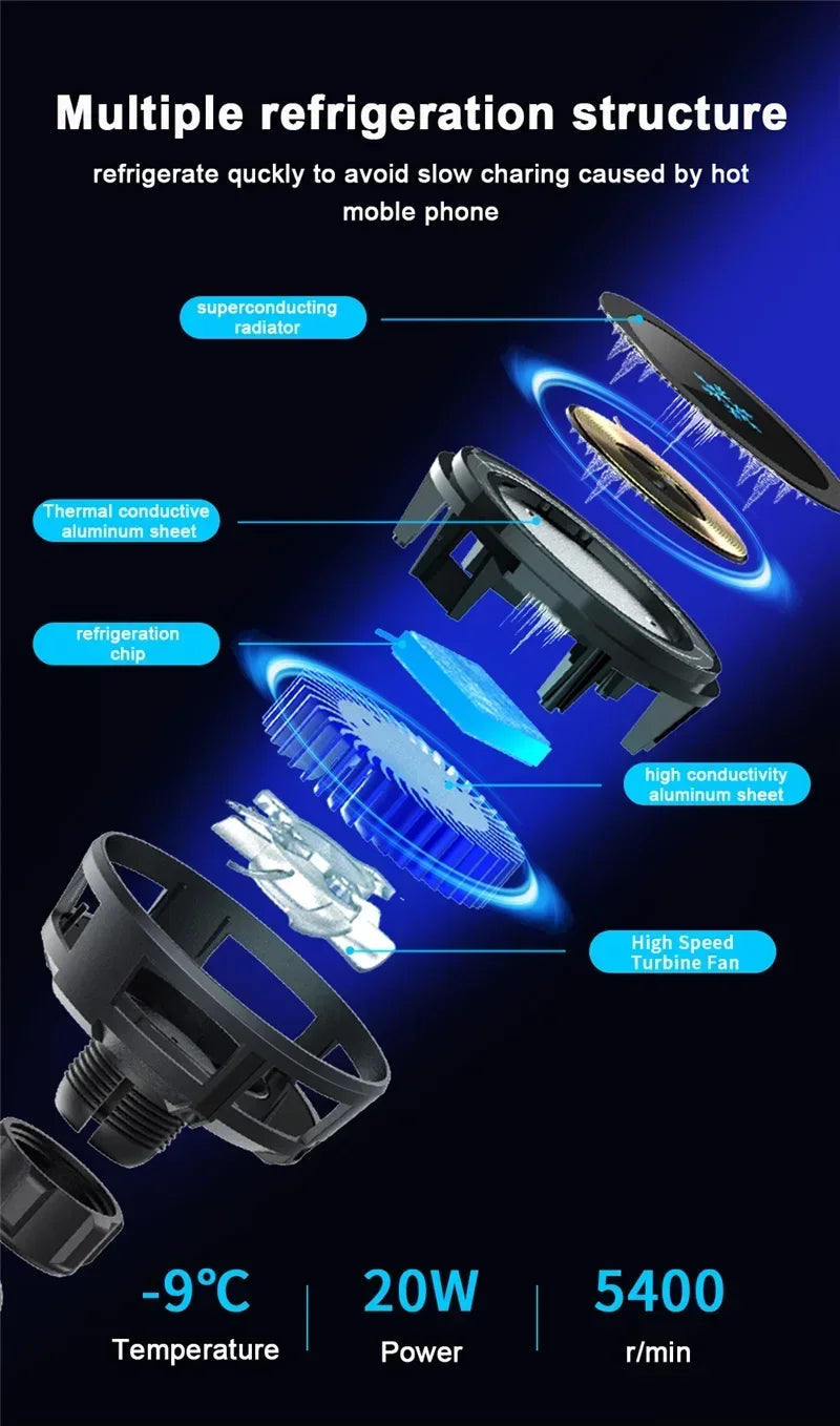 Ice Cooling Magnetic Wireless Car Charger Stand For iPhone - Smarsty