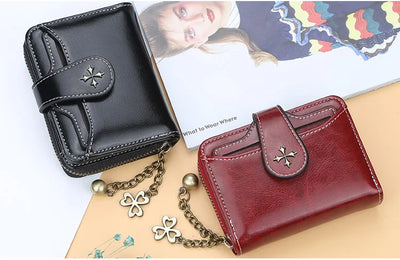 Women Wallets and Purses PU Leather Money Bag Female Short Hasp Purse Small Coin Card Holders Blue Red Clutch New Women Wallet - Smarsty
