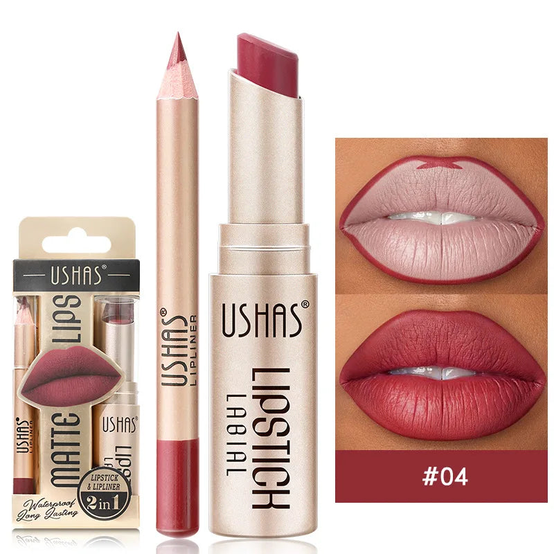Matte Lipstick and Lip Liner Set Waterproof Long Lasting - Smarsty