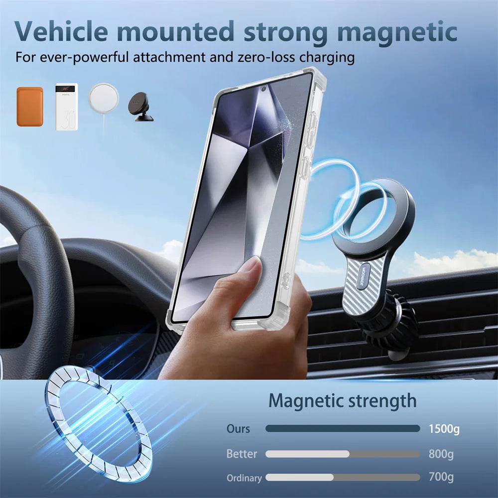 Rotating Magnetic Stand Transparent Shockproof Phone Case - Smarsty