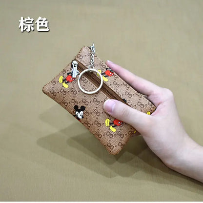 Disney Mickey Mouse Premium Genuine Leather Cartoon Phone Wallet Anime Coin Purse High-capacity Card Package Portable Wallet New