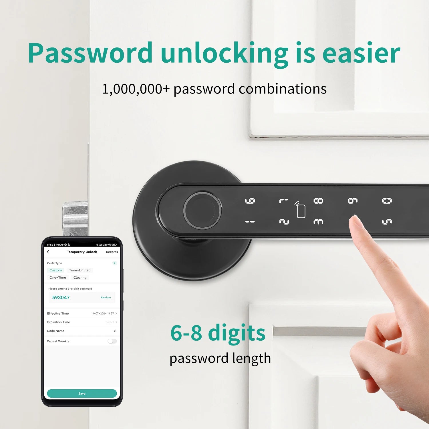 Tuya 5-in-1 Smart Door Lock with Fingerprint Access - Smarsty