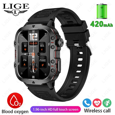 Rugged Military Smart Watch for Men with Bluetooth Calling - Smarsty