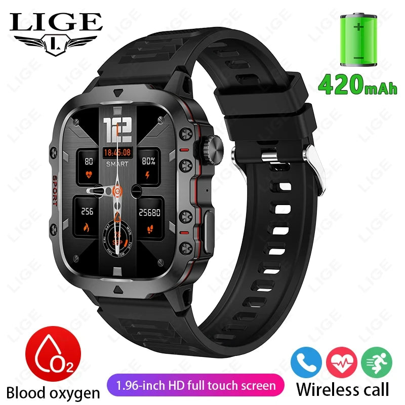 Rugged Military Smart Watch for Men with Bluetooth Calling - Smarsty