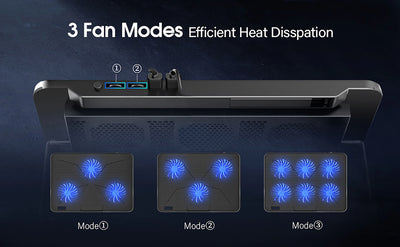 Coolcold 15.6-17.3inch Laptop Cooling Pad with 6 Quiet Fans,7 Height Wind Speed Adjustable,Laptop Cooer With Mobile Phone holder