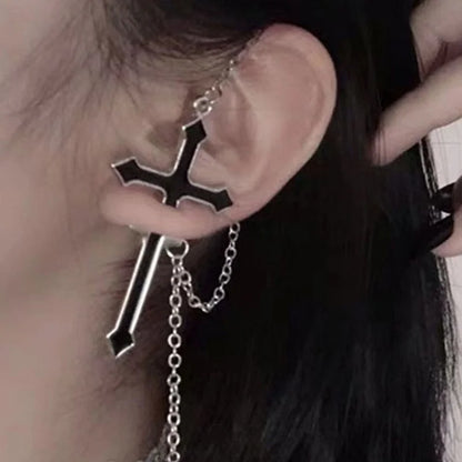 Punk Silver Cross Drop Earrings for Unisex Gothic Style - Smarsty