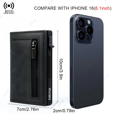 Magnetic Credit Card Holder Luxury Men Wallet Rfid Blocking Pop Up Minimalist Wallet Leather Bank Cardholder Case Vallet for Men - Smarsty