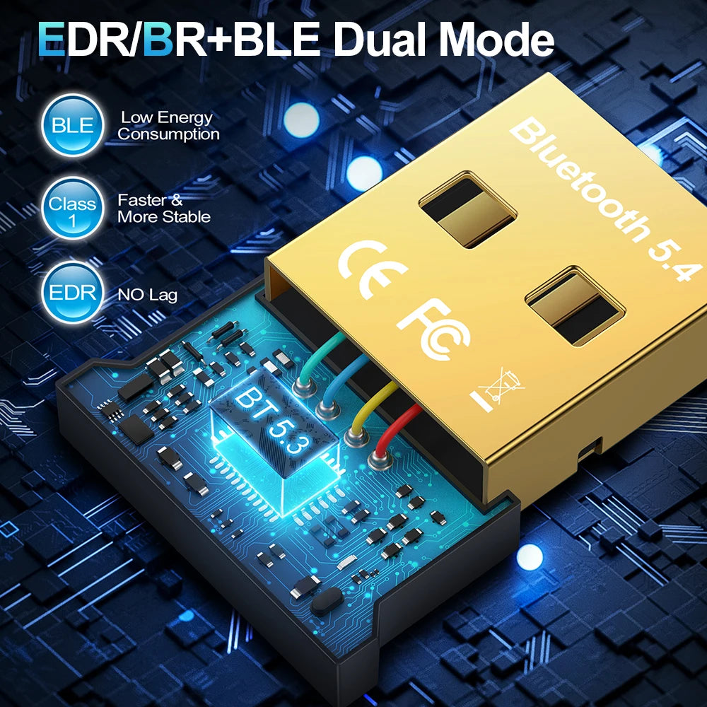 USB Wireless Bluetooth Adapter Bluetooth 5.4 USB Transmitt for PC Dongle Adaptador Wireless Mouse Keyborad Music Audio Receiver