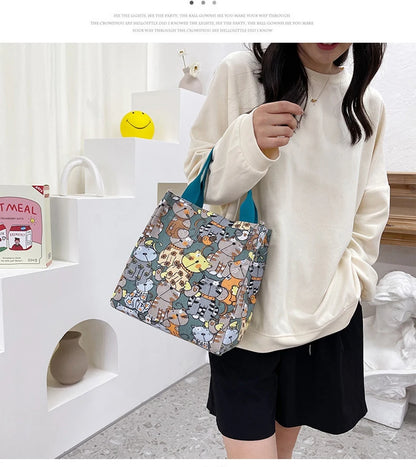 Chic Cat Pattern Top Handle Bag For Women Everyday Use - Smarsty