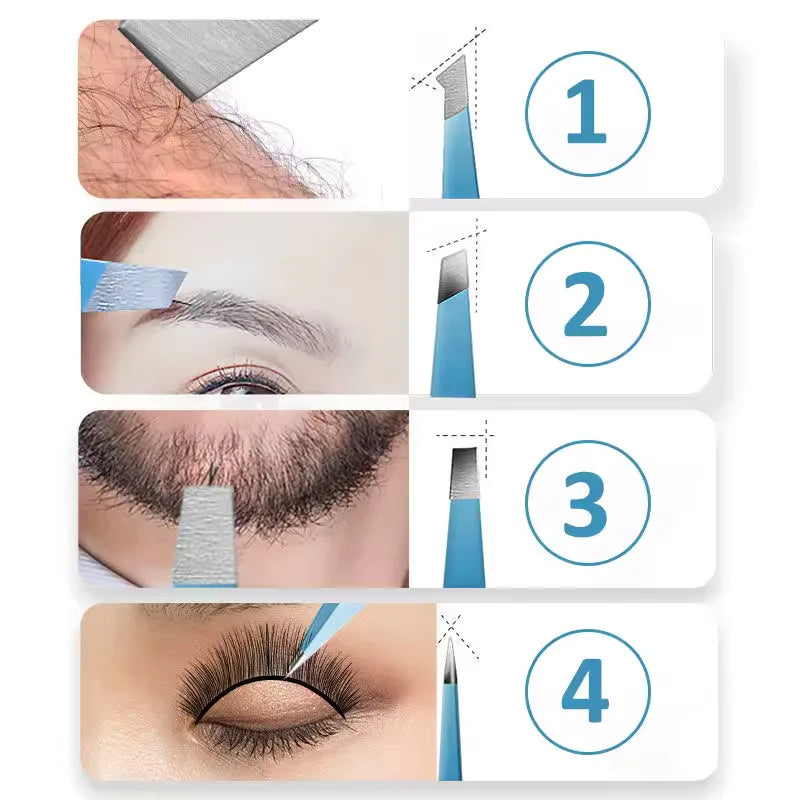 Colorful Stainless Steel Eyebrow Tweezers for Precision Hair Removal - Smarsty