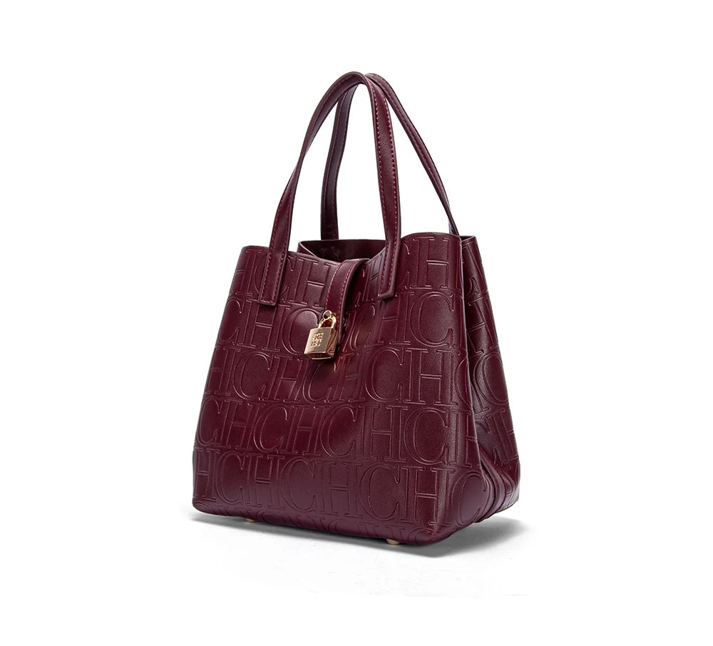 Women Tote Bag Steel Embossed Handheld Casual Purse - Smarsty
