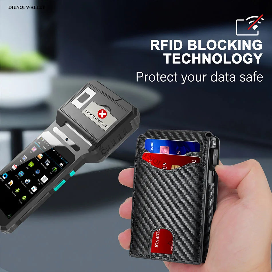 Carbon Fiber Rfid Credit Card Holder Men Wallets Anti Theft Slim Thin Wallet Luxury Cardholder Minimalist Wallet Purse Walet Bag - Smarsty
