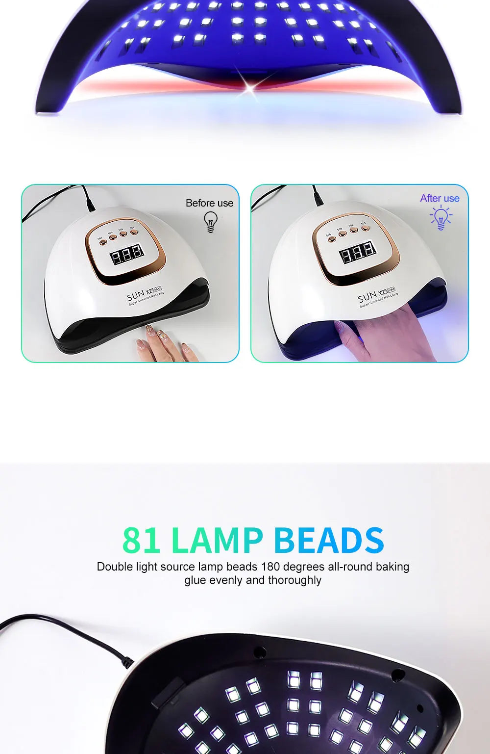 81LED UV Nail Lamp with Timers and Auto Sensor - Smarsty
