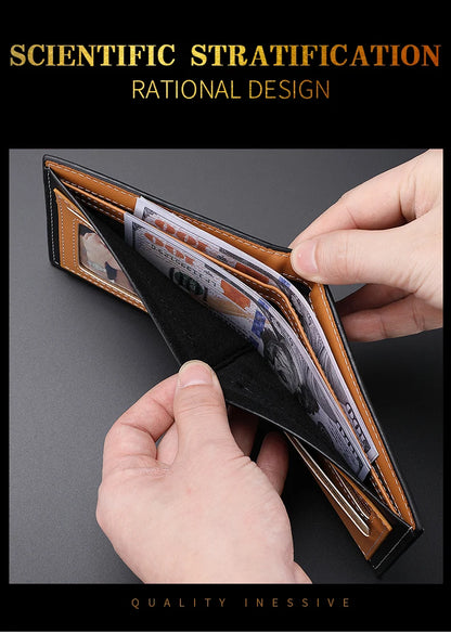 New Carbon Fiber Short Wallet Men's Card Bag Integrated Zipper Change Bag Holder - Smarsty