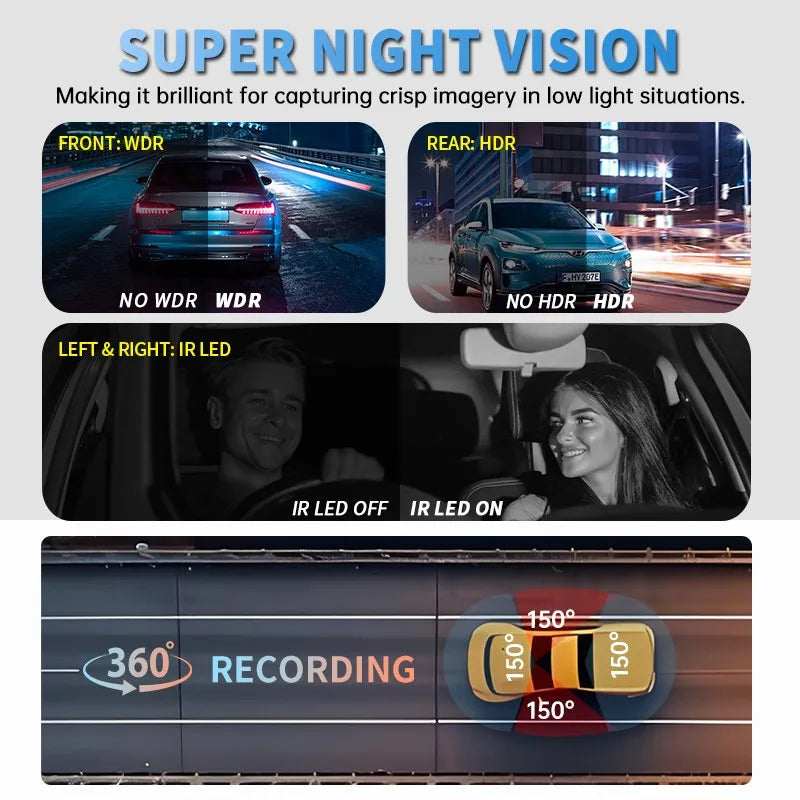 4 Channel GPS Dash Cam Front 4K Night Vision Parking - Smarsty