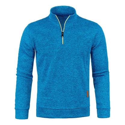 Autumn Men's Half Zipper Sweatshirts Long Sleeve Solid Color Pullover Turtleneck Streetwear Winter Warm Jacket Sport Coats - Smarsty