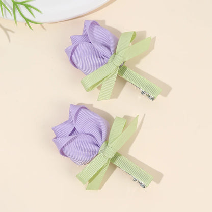 Pink Tulip Floral Hair Clips for Girls - Smarsty