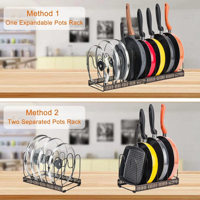 Expandable Pots and Pans Storage Rack for Cabinets Pot and Lid Holder with 6 Adjustable Shelves for Kitchen Organization Tools by Smarsty