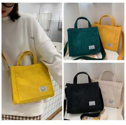 Corduroy Women Handbag Large Capacity Shoulder Bag - Smarsty