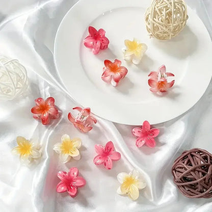 6 Pack Hawaiian Gradient Flower Hair Clips Small Set - Smarsty