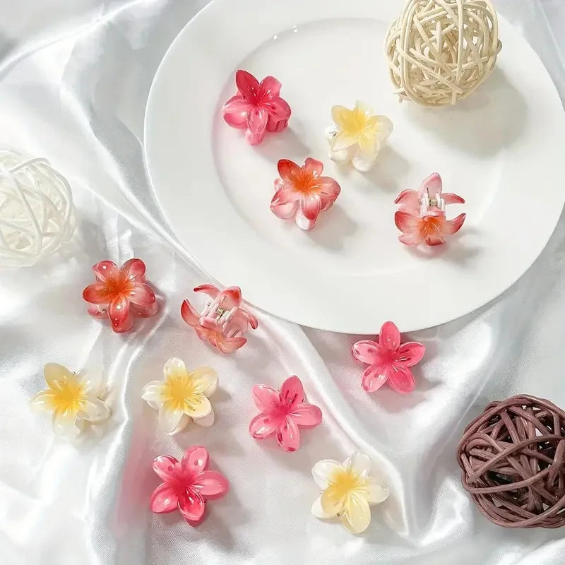 6 Pack Hawaiian Gradient Flower Hair Clips Small Set - Smarsty