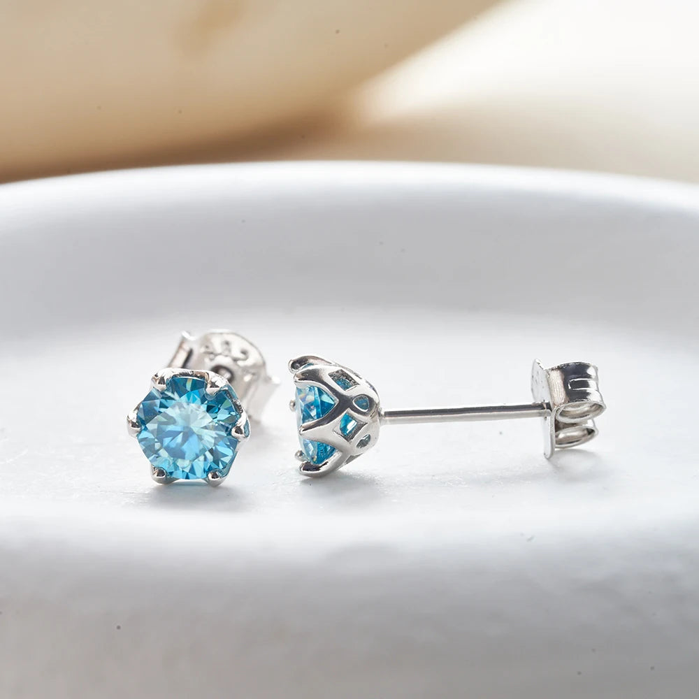 Moissanite Stud Earrings Sterling Silver VVS D Sparkle - Smarsty