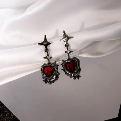 Y2K Pink Heart Star Tassel Earrings for Trendy Kpop Style - Smarsty