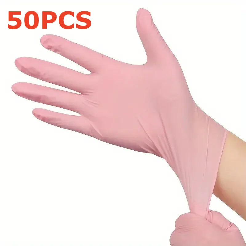 20/50/100PCS Pink Nitrile Disposable Gloves 3.5mil Latex Free Household Cleaning Gloves for Food Pre Tattoo Beauty Esthetician - Smarsty