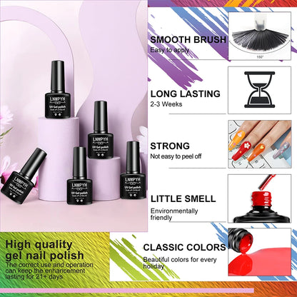 Nail Gel Polish Kit With LED Lamp 27 Colors - Smarsty