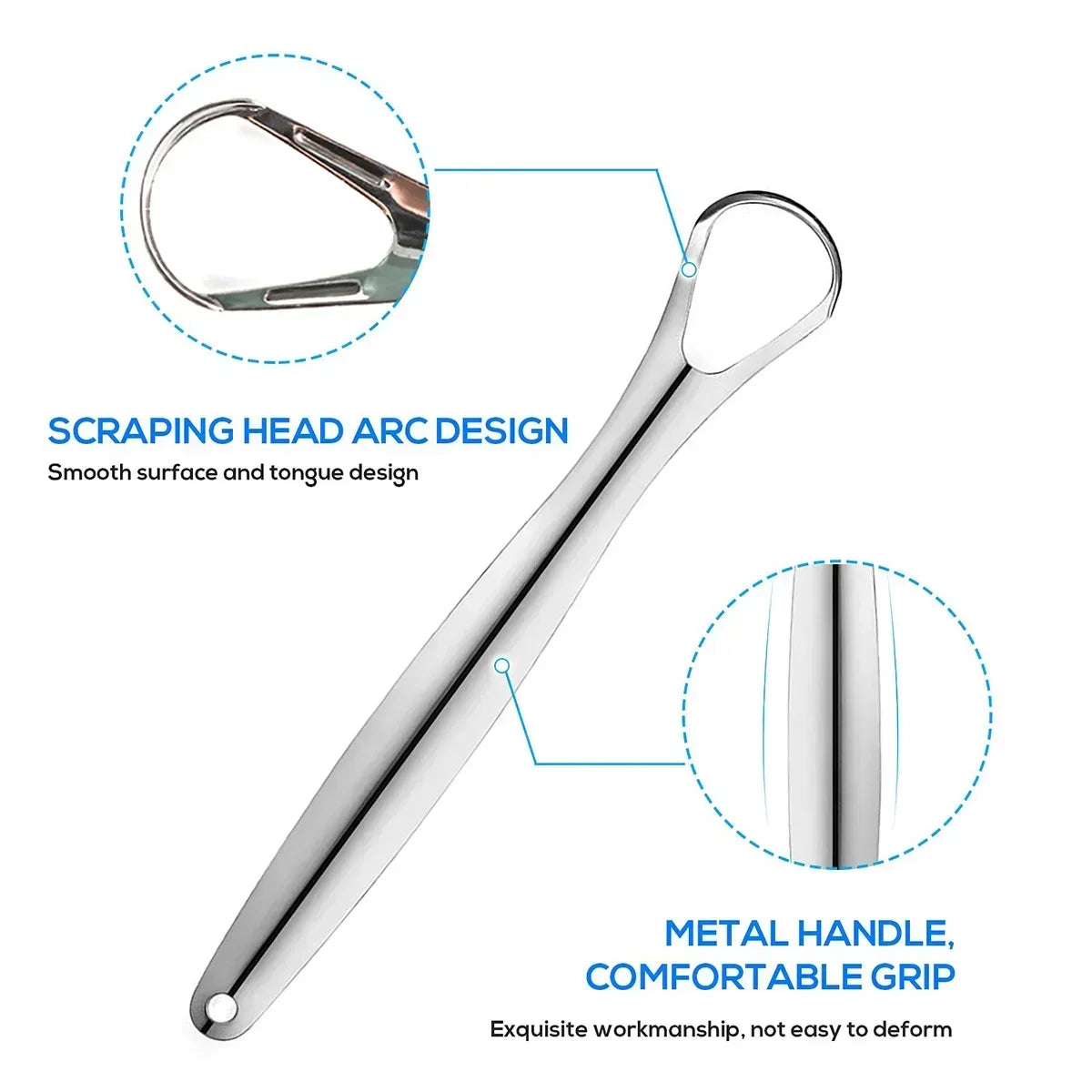 Premium 1pcs/3pcs Metal Tongue Scraper Cleaner for Adults & Kids Portable Stainless Steel Tongue Scrapers Brushes for Removing - Smarsty