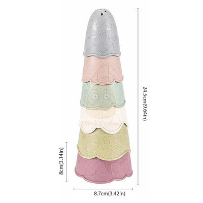 Baby Toys Stacking Cup Cartoon Early Educational Learning Color Number Nesting Sorting Bath Shower Play Water Sand Game For Kids - Smarsty