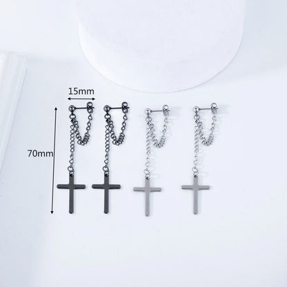 Punk Silver Cross Drop Earrings for Unique Gothic Style - Smarsty