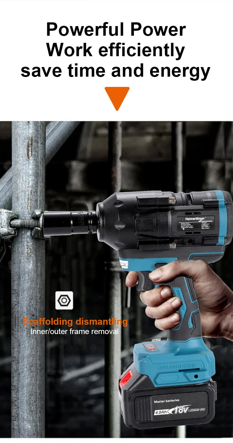Heimerdinger 18V Brushless Cordless Impact Wrench 1000NM Torque - Smarsty