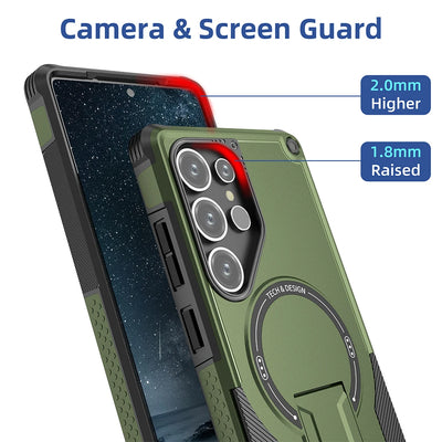 Magnetic Armor Case With Fold Stand And Wireless Charging - Smarsty