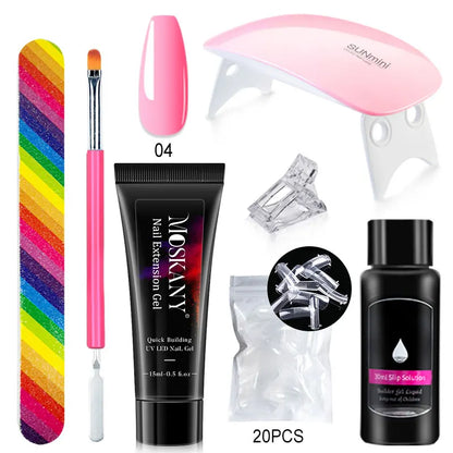 Poly Nail Gel Set With 6W LED Lamp For Beginners - Smarsty