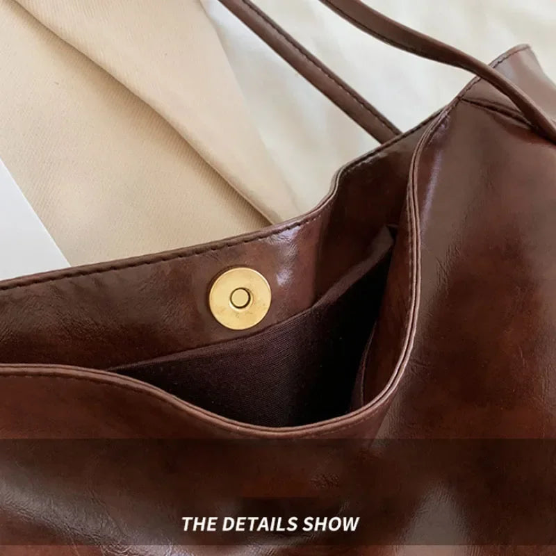 Women PU Leather Tote Bag Large Capacity Shoulder Crossbody - Smarsty