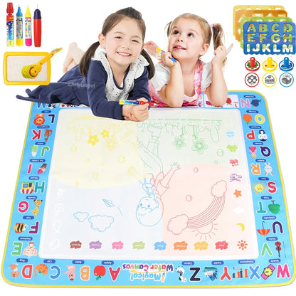 100x80CM Magic Water Drawing Mat with Reusable Magic Pens Doodle Montessori Painting Board Educational Toys Kids Gifts 39X31in by Smarsty