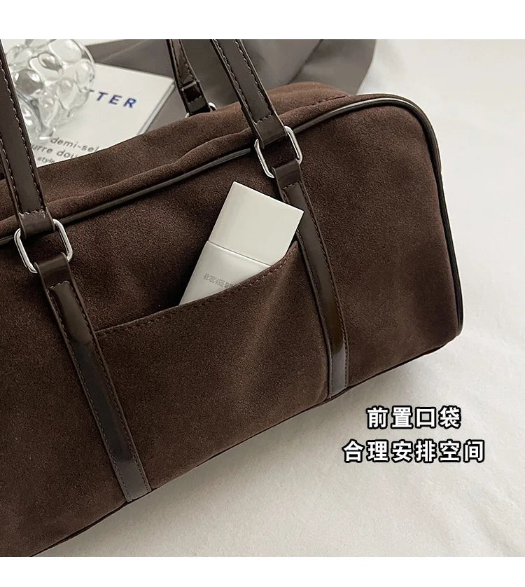 Casual Large Capacity Suede Shoulder Bag For Women Retro - Smarsty
