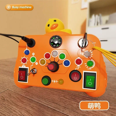Montessori Busy Board Sensory Toys Cartoon with LED Light Switch Control Board Travel Activities Children Game for 2-4 Years Old - Smarsty