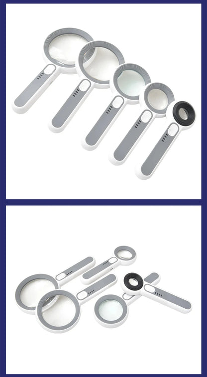 Rechargeable Handheld Magnifier with LED Light for Easy Reading - Smarsty